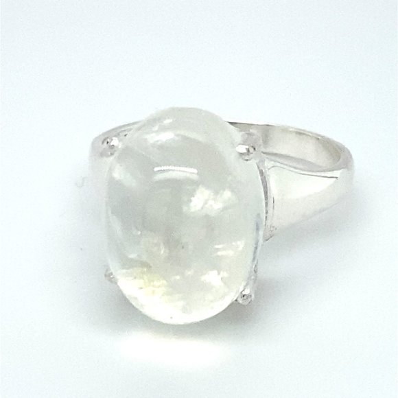 Moonstone 13.40ct Platinum Finish Silver Ring
